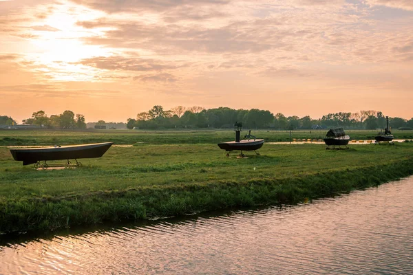 Río Vecht Provincia Overijssel Los Países Bajos Atardecer — Foto de Stock