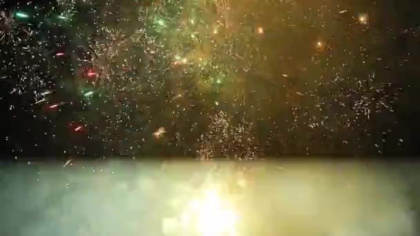 Feux d'artifice brillants dans le ciel nocturne — Video