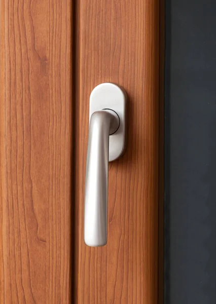 Window handle silver satin — Stock Photo, Image