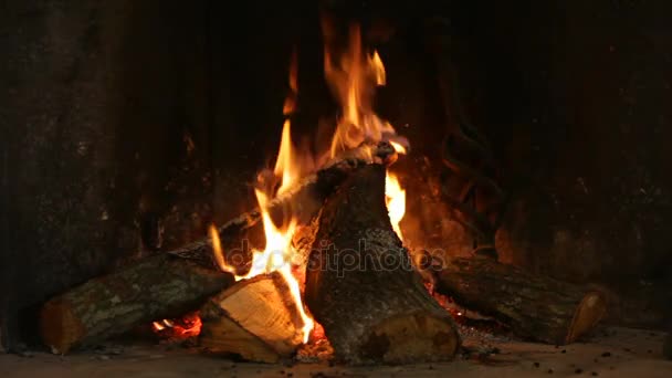 Un foc cald într-un coș de fum . — Videoclip de stoc