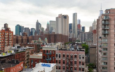 Brooklyn Köprüsü'nden Manhattan'ın Vew.