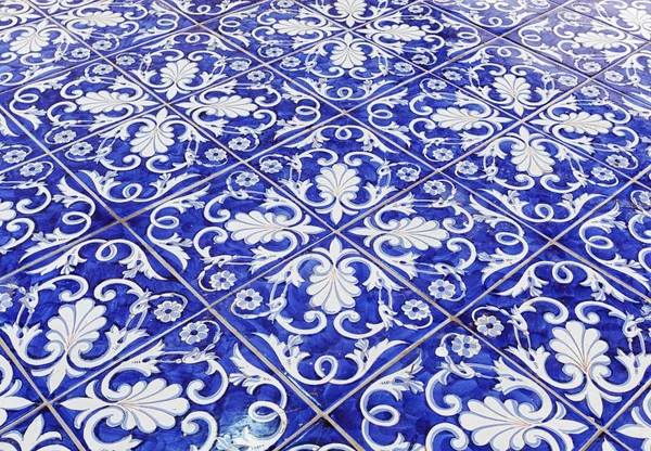 Textura del azulejo fondo con mayólica azul — Foto de Stock