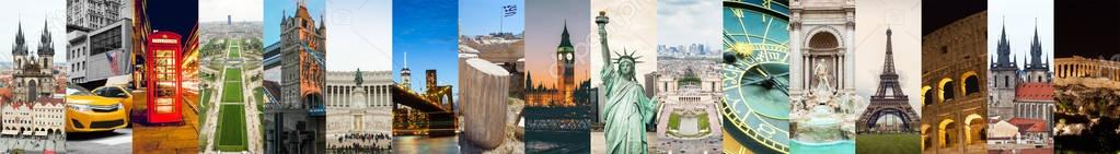 Travel collage of famouse places