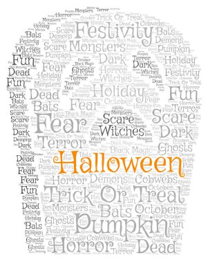 Kelime Halloween kavramı, mezar taş şekli bulut.