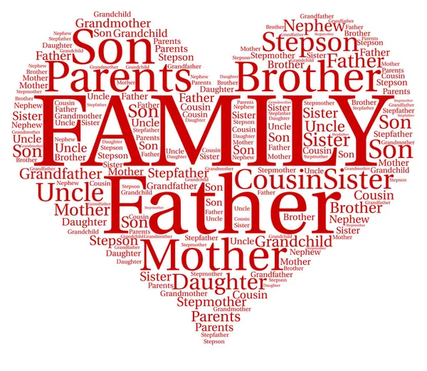 Aile kavramı bir kalp şekli ve Etiketler ile yapılan — Stok Vektör