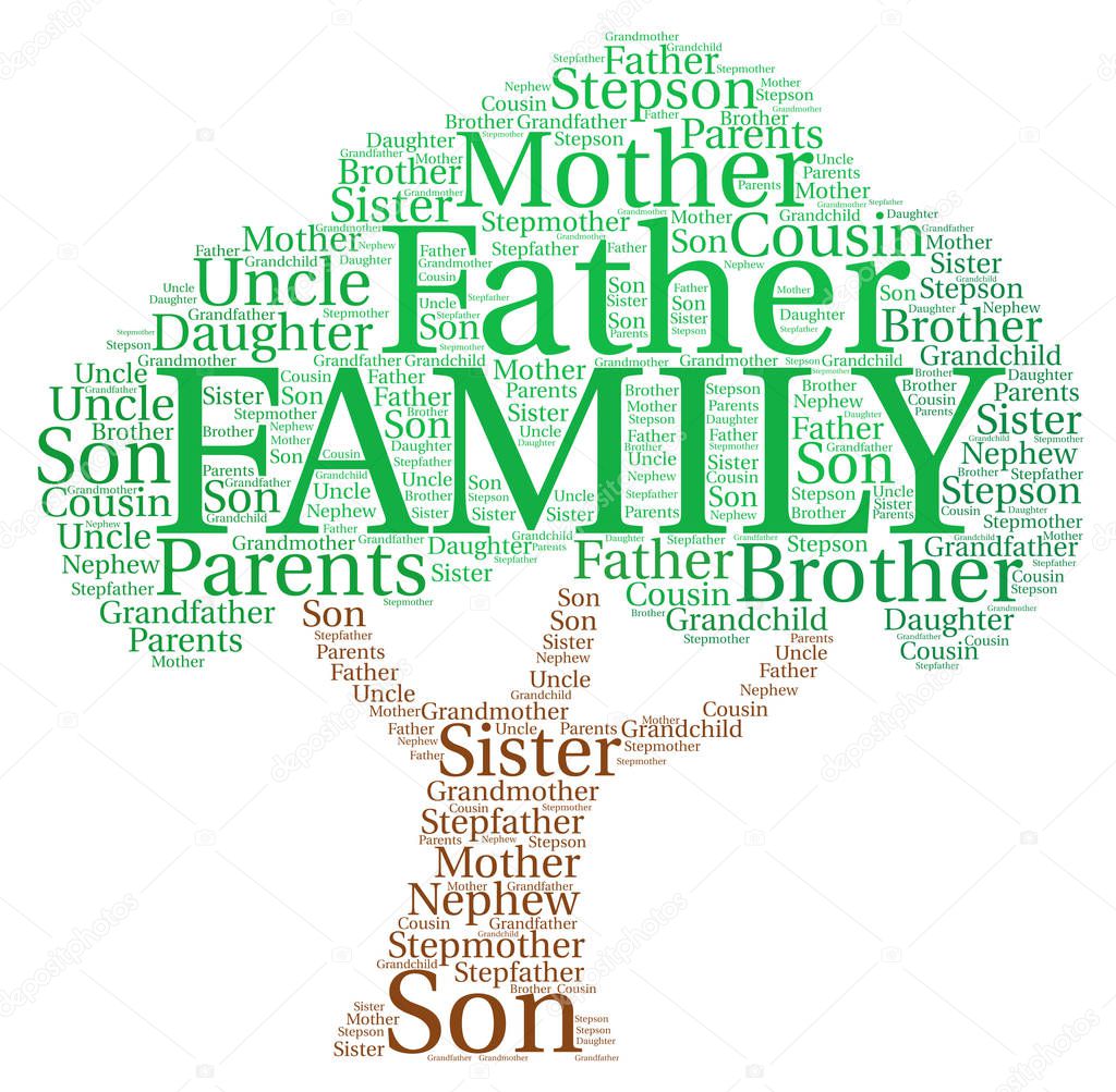 Family concept made with a tree shape and tags