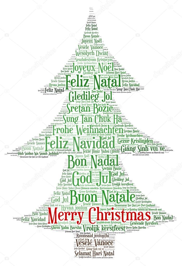 Words cloud Merry Christmas in all languages of the world.
