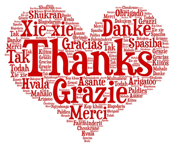 Words cloud concept of thanks, heart shape. — Stock Illustration Words cloud concept of thanks, heart shape. Stock Illustration
