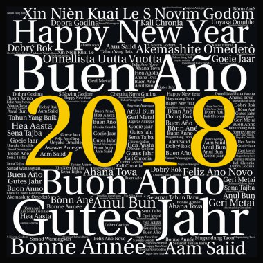 Yeni yıl kavramı dünyanın tüm dillerde kelime bulutu
