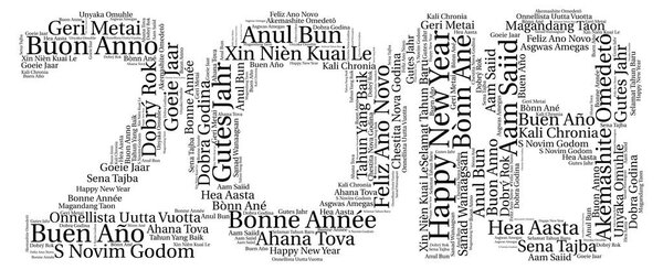 Words cloud concept of New Year in all languages of the world
