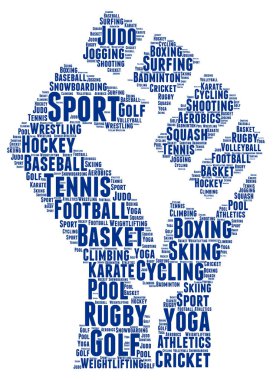 Kelime bulutu konsept spor, yumruk şekli.