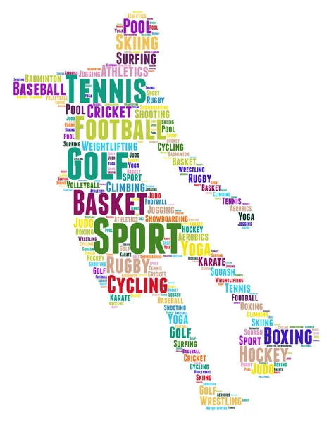 Spor, oyuncu şekil kavramı kelime bulutu.
