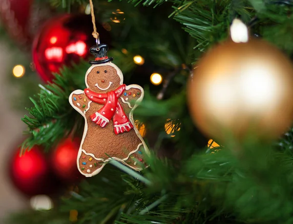 Gingerbread hanging on christmas tree — Stock Photo, Image