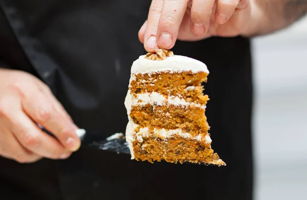 크림 치즈 거품이 나는 당근 케이크 — 스톡 사진