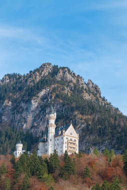 Güzel bir sonbaharda Neuschwanstein Şatosu, Fussen, Bavyera, Almanya