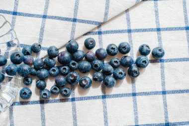 Taze yaban mersinleri mutfak havlusunda yatar. Düzgün beslenme kavramı. Diyet.