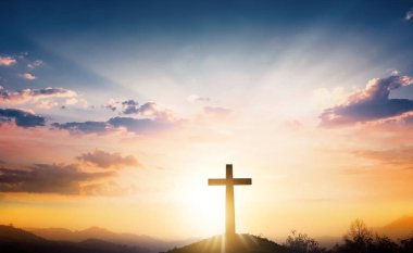 Kurtuluş kavramı: Hristiyan ve İsa 'nın haç sembolü.