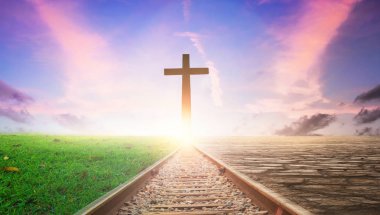 Kurtuluş kavramı: Hristiyan ve İsa 'nın haç sembolü.