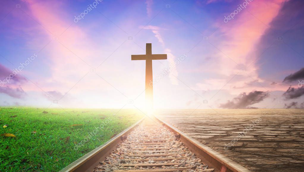 salvation concept:The Cross symbol of christian and Jesus Christ