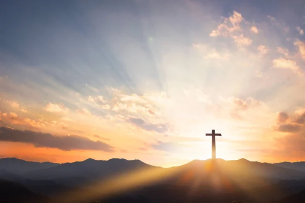 Good Friday Concept Cross Sunset Sky Background — Stock Photo, Image