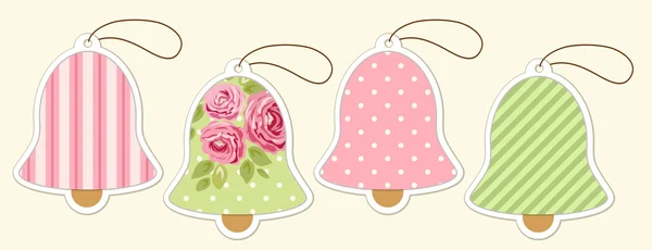 Colored cute bells tags — Stock Vector