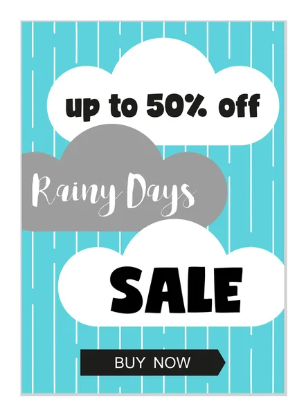 Días lluviosos captura venta página web cartel — Vector de stock