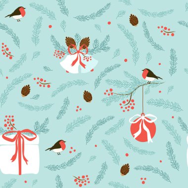 Noel kuşlar ile seamless modeli