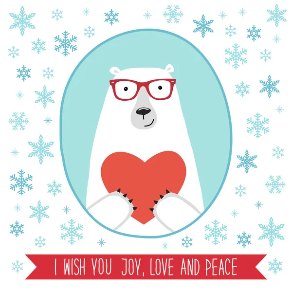Zimní svátky karta s lední medvěd — Stockový vektor