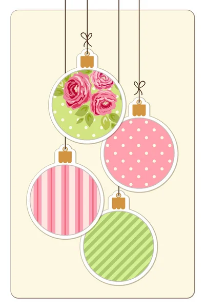 Card with Christmas balls in shabby chic — Stock Vector