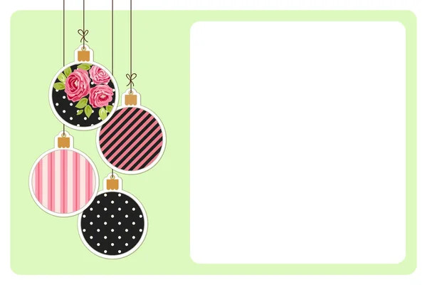 Card with Christmas balls in shabby chic — Stock Vector