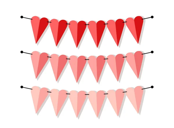 Bandeiras de bunting em forma de coração —  Vetores de Stock