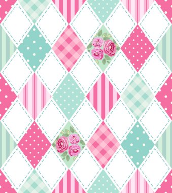 rhombus şekiller çiçekli desen