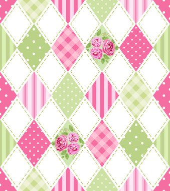 rhombus şekiller çiçekli desen