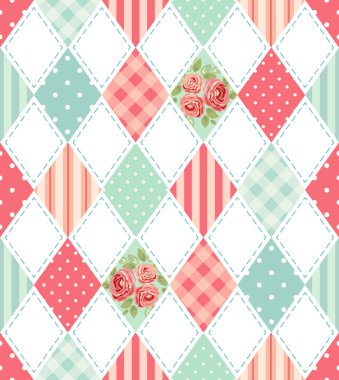 rhombus şekiller çiçekli desen