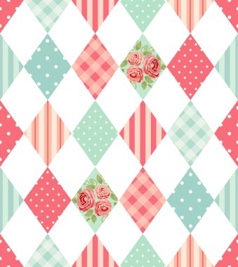 rhombus şekiller çiçekli desen