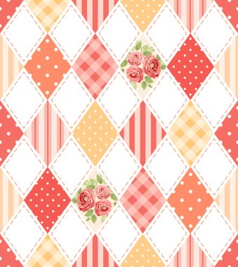 rhombus şekiller çiçekli desen