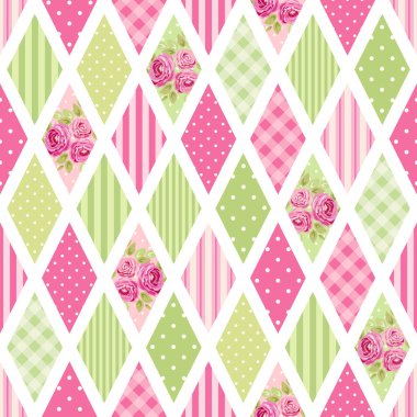  rhombus şekiller çiçekli desen