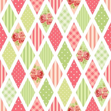 çiçekli rhombus şekillerde renkli desen