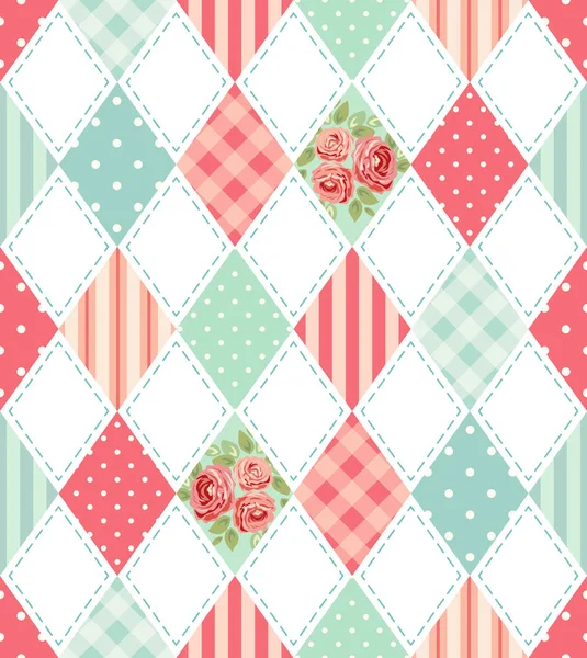 Patroon in ruit vormen met bloemen — Stockvector