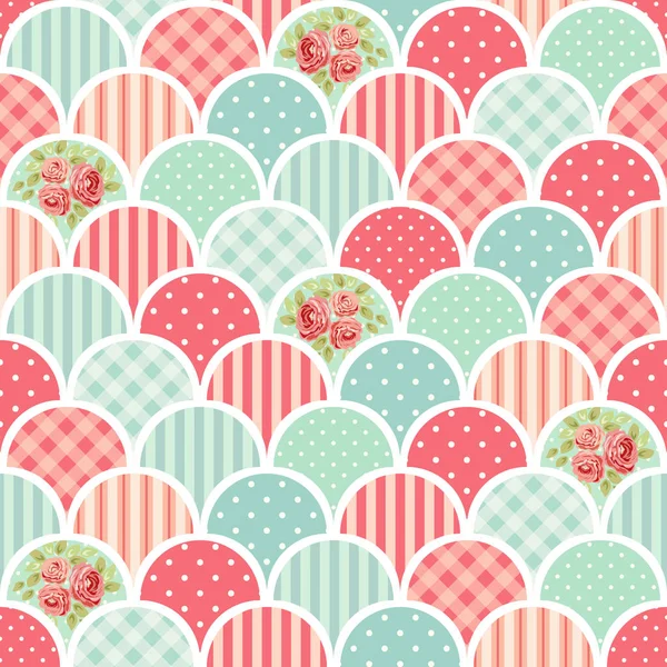 Patrón de color en forma de círculos con flores — Vector de stock