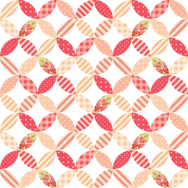 Red pattern in form of circles with flowers — Stock Vector