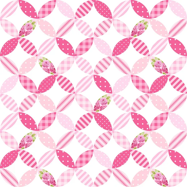 Pink pattern in form of circles with flowers — Stock Vector