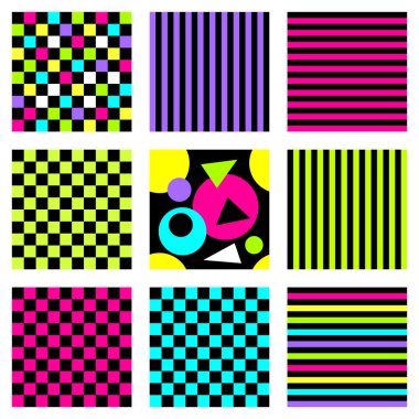 memphis style pattern with squares clipart