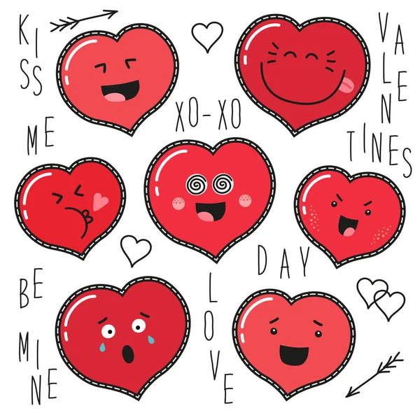 Corazones emoji conjunto — Vector de stock