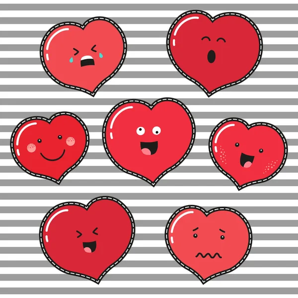 Corazones emoji conjunto — Vector de stock