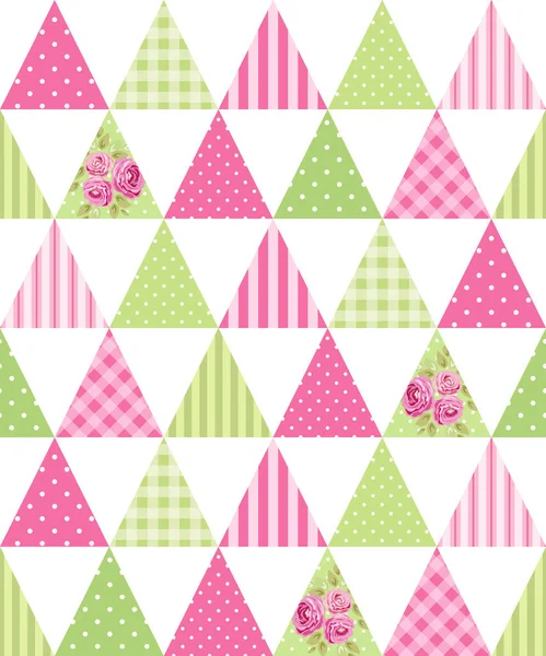 Motif triangulaire sans couture avec des fleurs — Image vectorielle