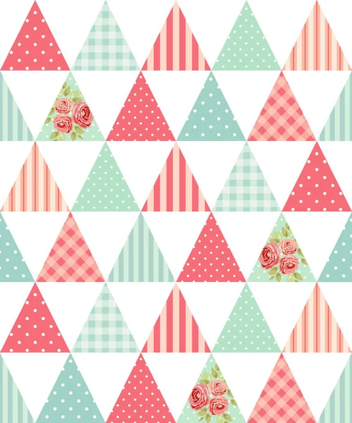 Seamless triangular pattern with flowers — Stock Vector