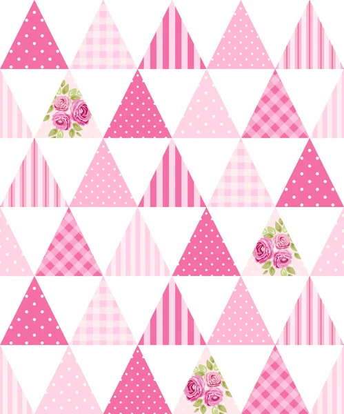 Seamless triangular pattern with flowers — Stock Vector