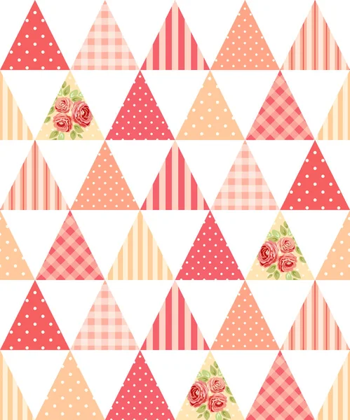 Motif triangulaire sans couture avec des fleurs — Image vectorielle