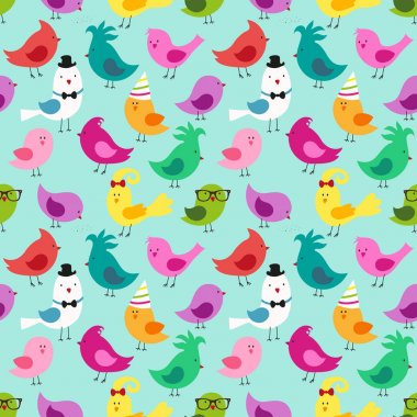 şirin renkli kuşlar seamless modeli